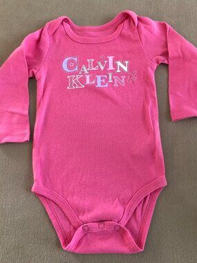 Calvin Klein Baby Girls Red Onesie Long Sleeves size 6-9 Month